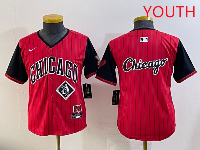 Youth Chicago White Sox Blank Red Stripe Joint Name Nike 2025 MLB Jersey style 21->youth mlb jersey->Youth Jersey